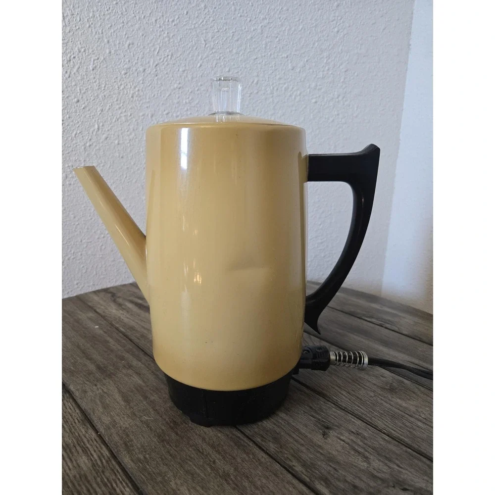 Vintage West Bend Westmark 1832 9 Cup Yellow Gold Coffee Percolator Works Retro